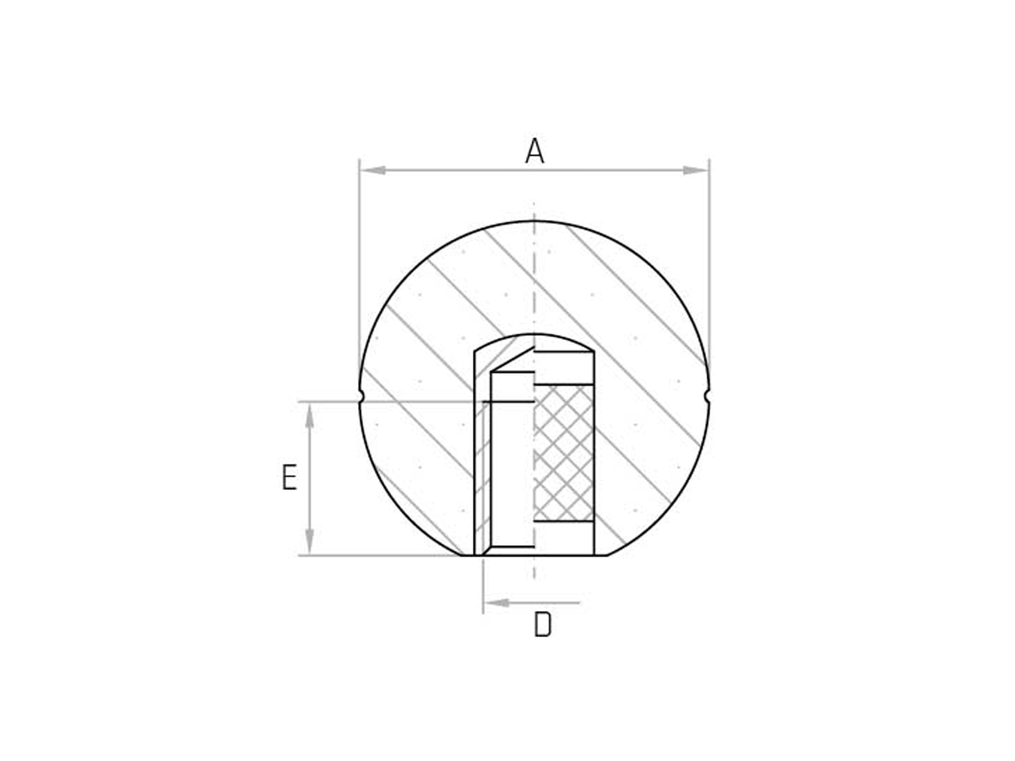 PBO - Bouton sphérique avec douille en laiton et trou borgne fileté - Gamme PBO - Bouton sphérique avec douille en laiton et trou borgne fileté - Gamme
